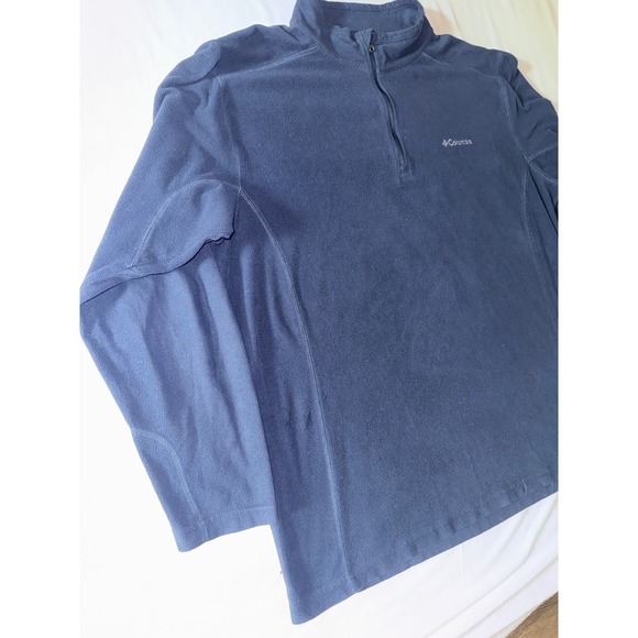 Columbia Woman XL Navy Blue Fleece Quarter Zip Pullover Sweater Mock Neck Jacket - Picture 4 of 5